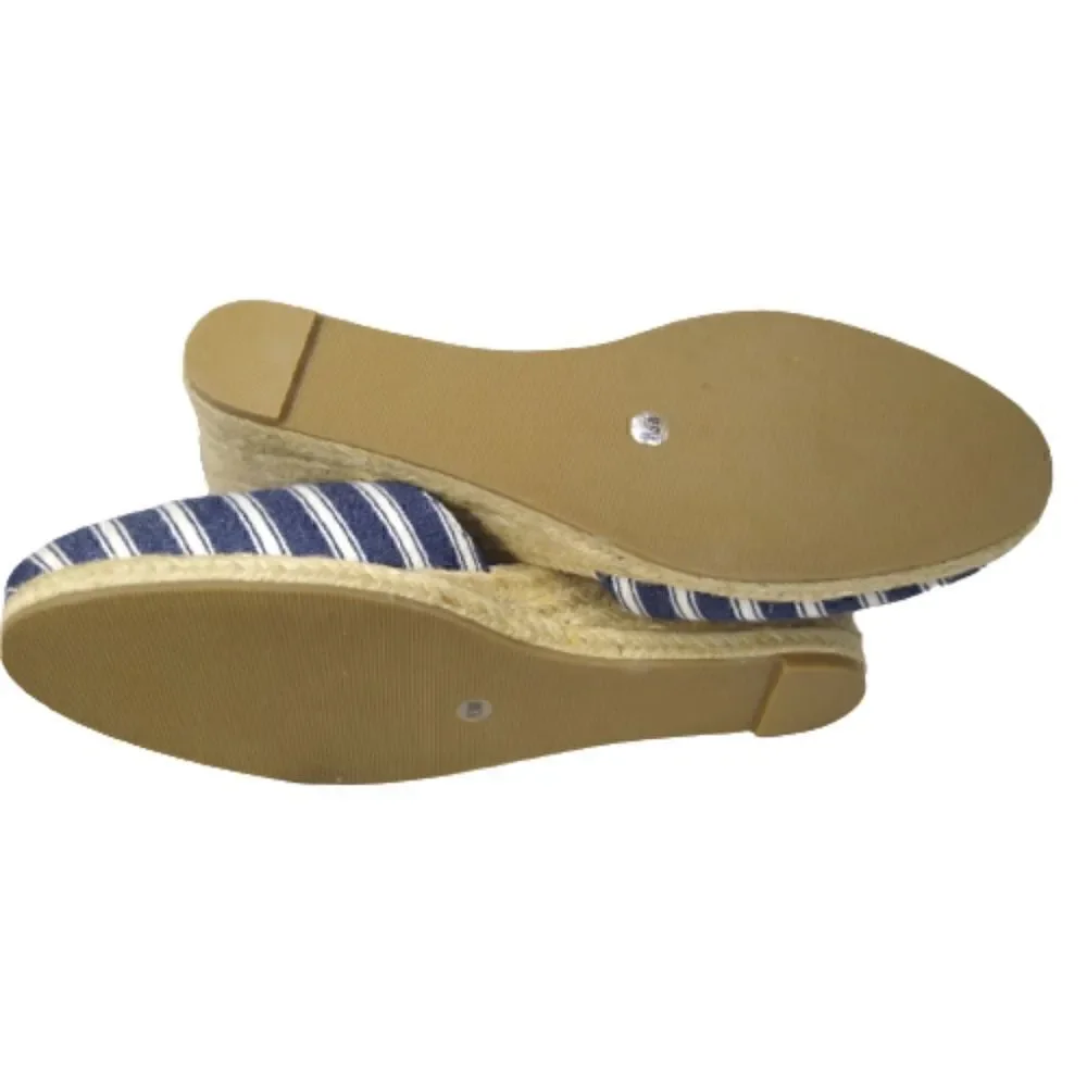 Charter Club NEW Maritzaa Navy White Espadrilles Wedge Sandals SZ 9.5